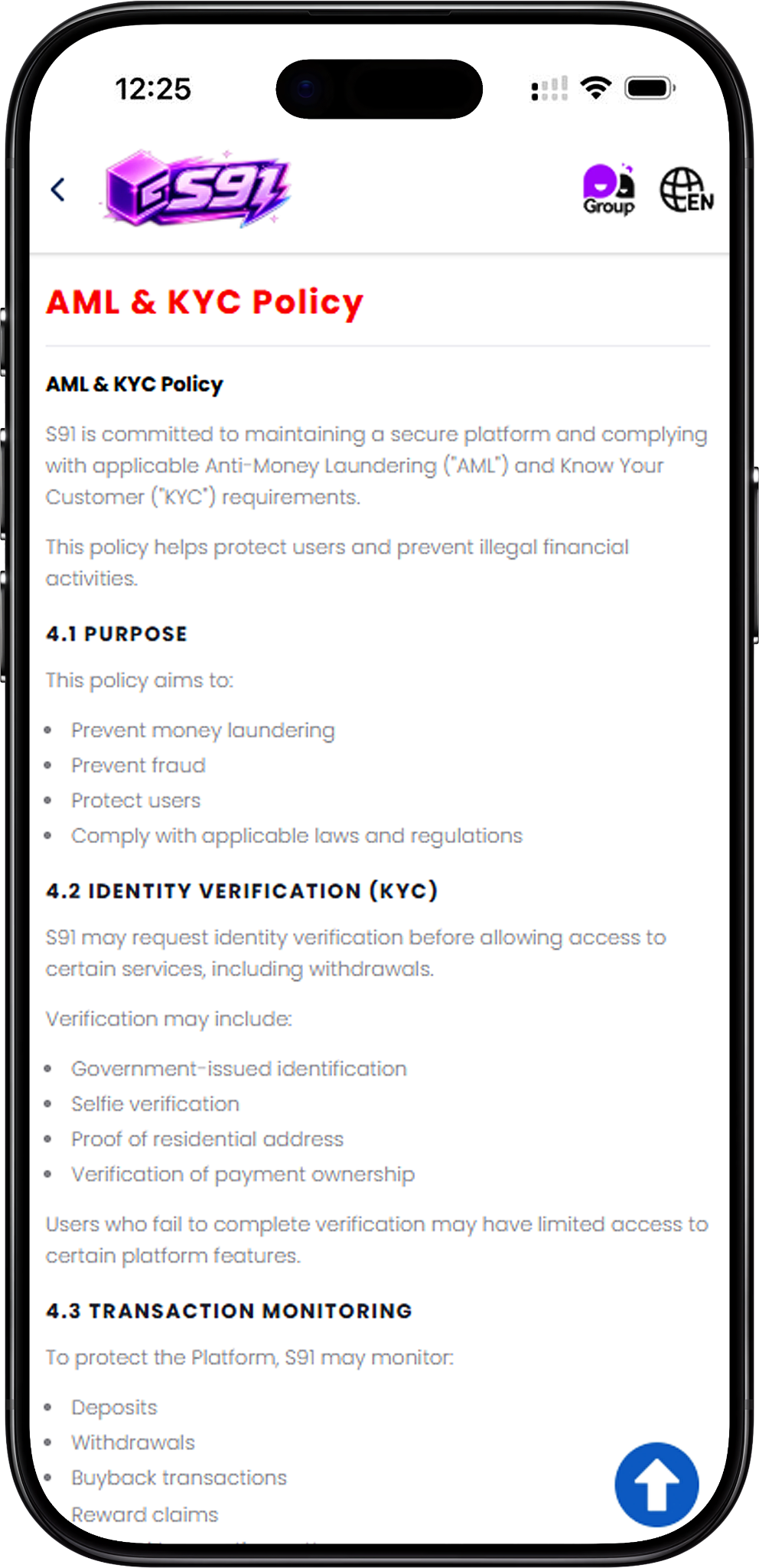 Purpose of the S91 AML & KYC Policy