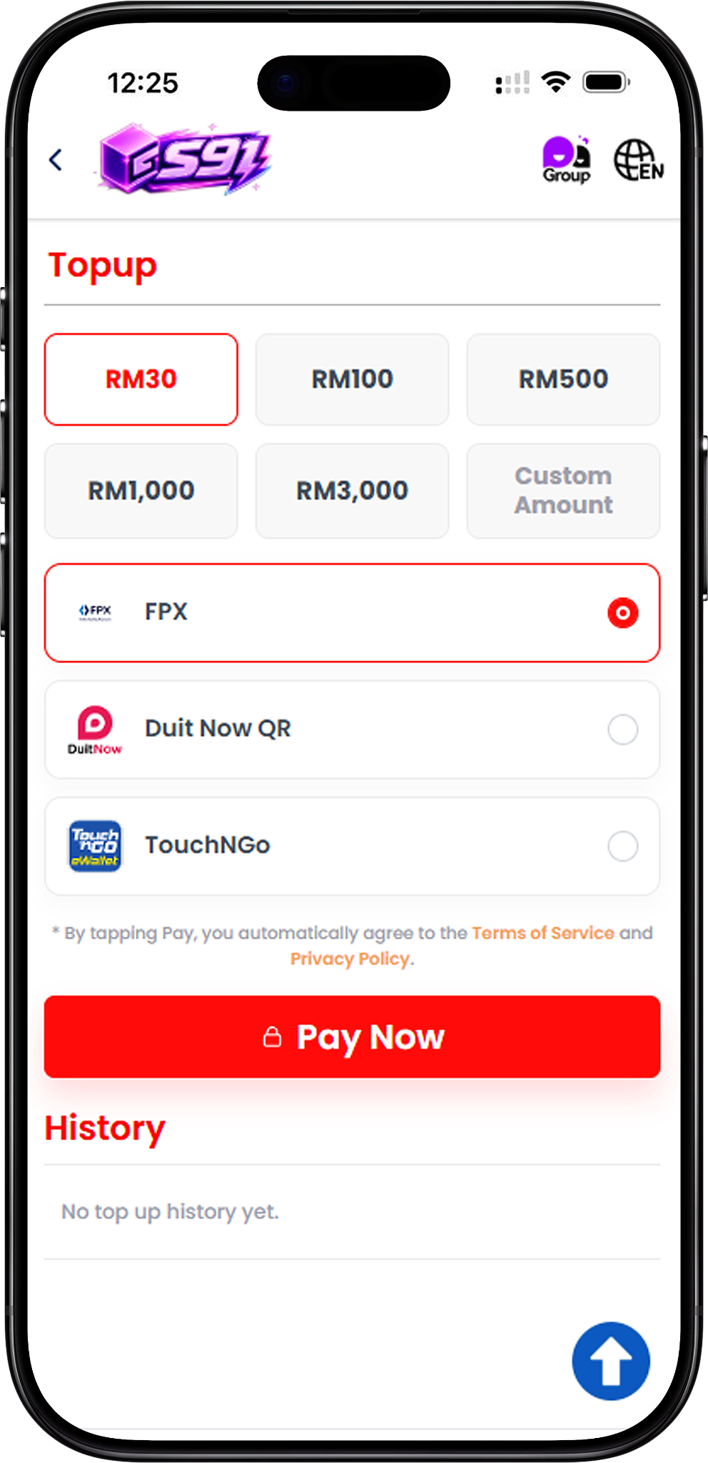 How to Top Up on S91